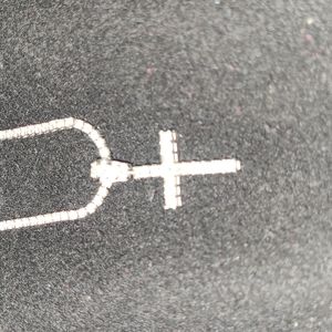 14k both diamond tennis chain plus princess cut Manhattan cross. 2pcs